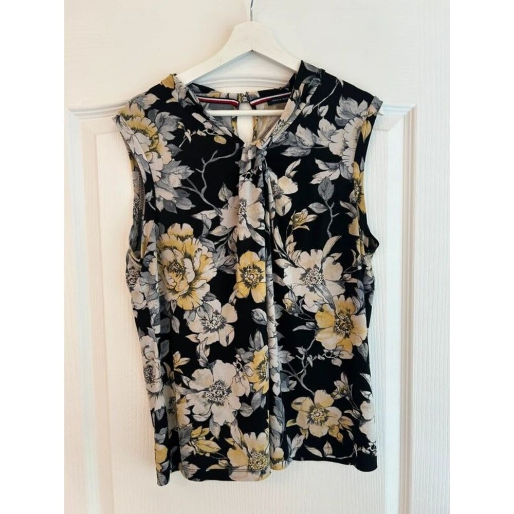 Vintage Tommy Hilfiger Women XL Blouse Top Shirt Floral Sleeveless Whimsigoth